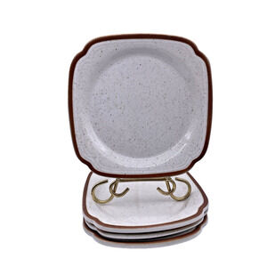 Set 4 Syracuse China Sandspoint Salad Plates Restaurant Ware Speckled Brown Trim